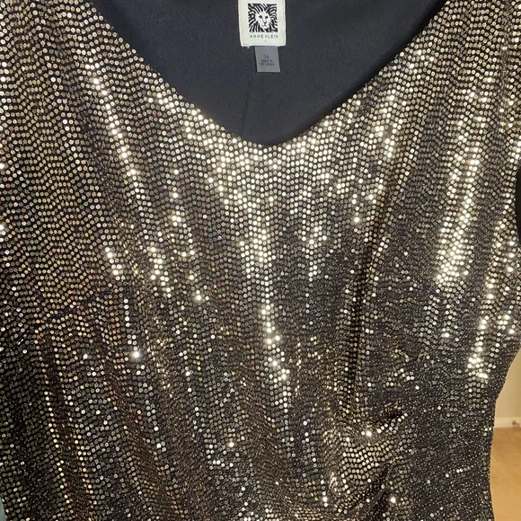 knee length dresses for ladies Anne Klein Two Piece Short Sleeve Metallic Blend Suit  Ethel Lee Vintage &  Art-ELVA